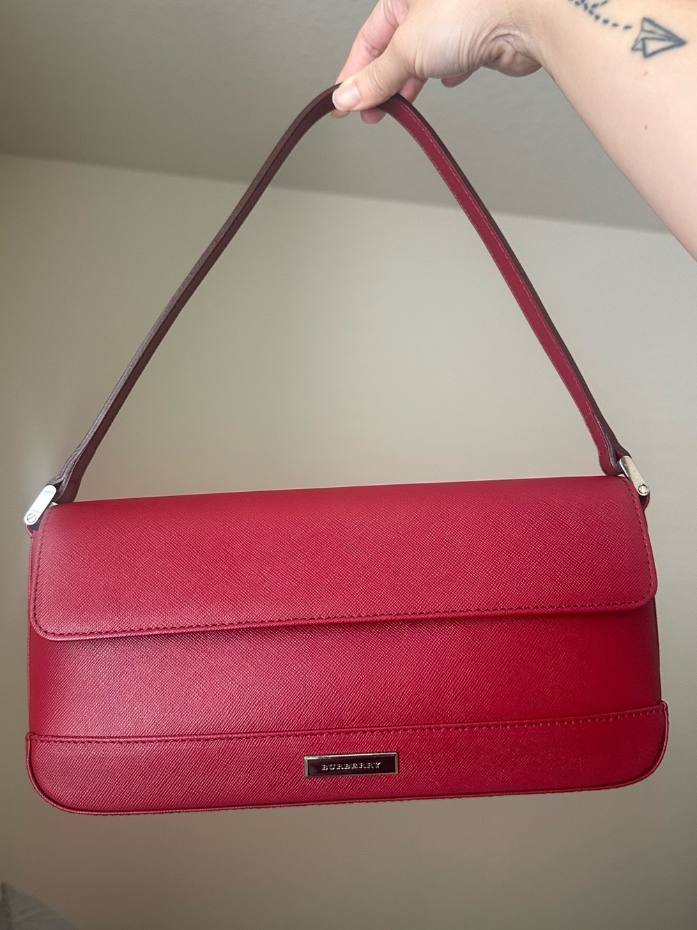 Red Burberry shoulder bag
